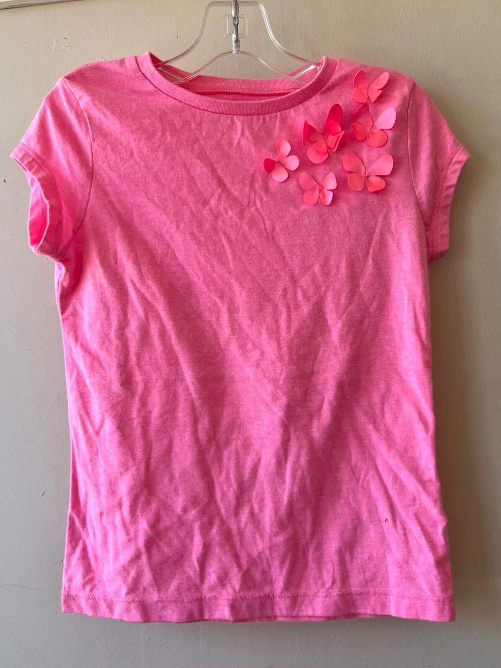 Carter's Bright Pink Short-Sleeve Tee with 3D Butterfly Details